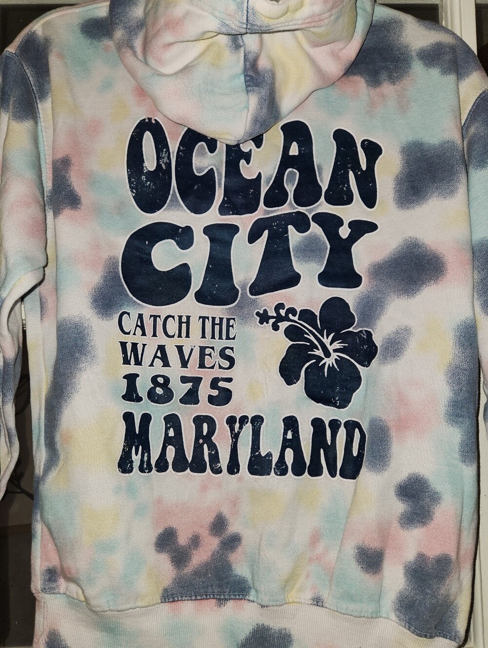 Dreamstate Ocean City Maryland Tie Dye Hoodie Medium Coastal Beach Graphic